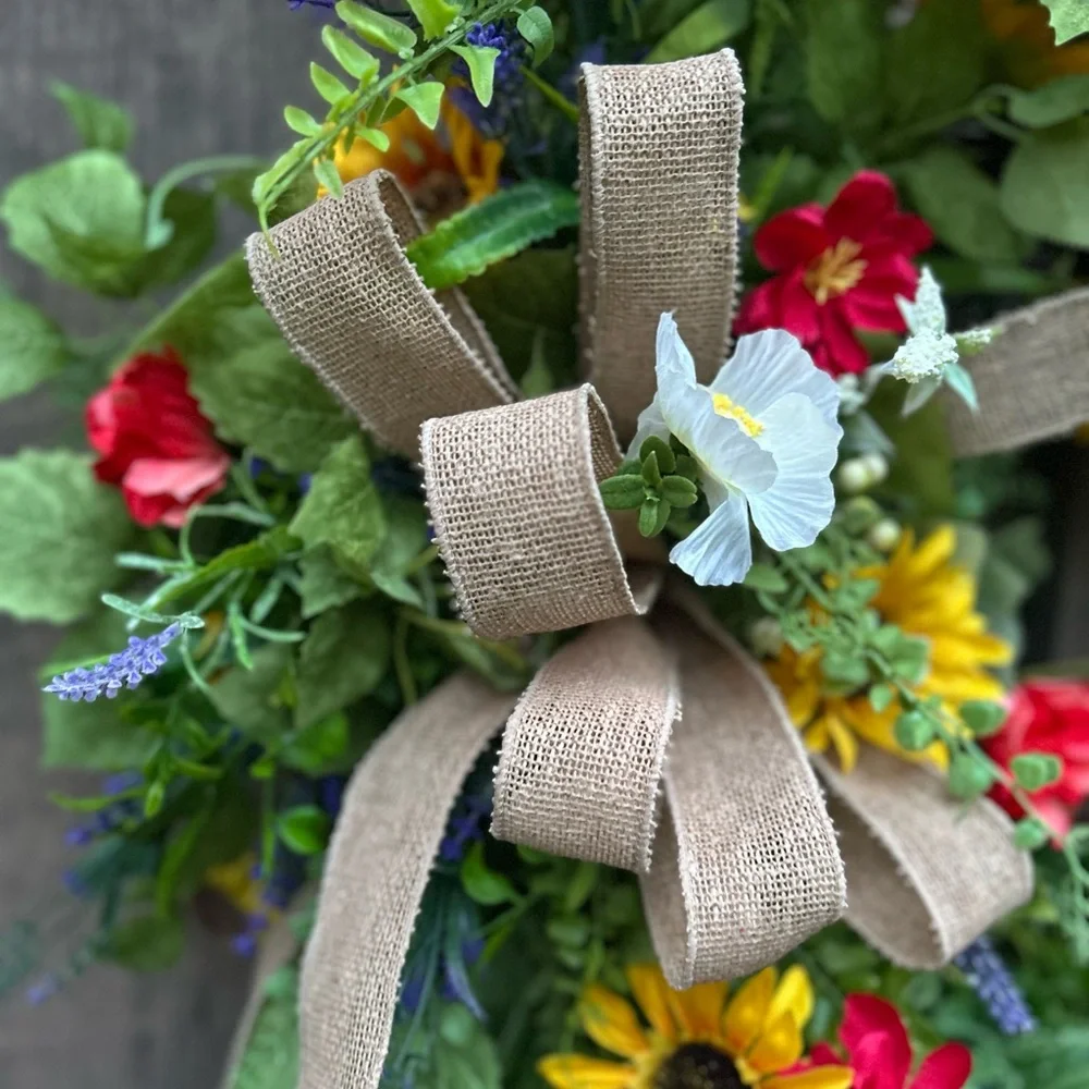 Yellow and Red Holiday Wreath with Rustic Charm spring summer fall wreath